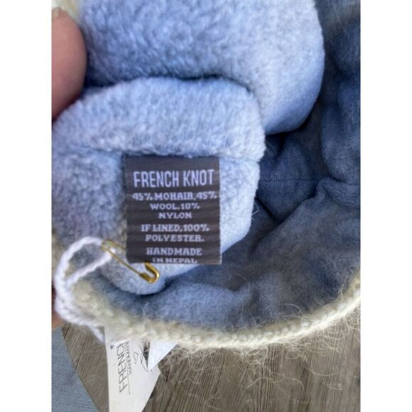 NWT French Knot Mohair Hat Beanie With Embroidery Ivory Free Size - Picture 8 of 10
